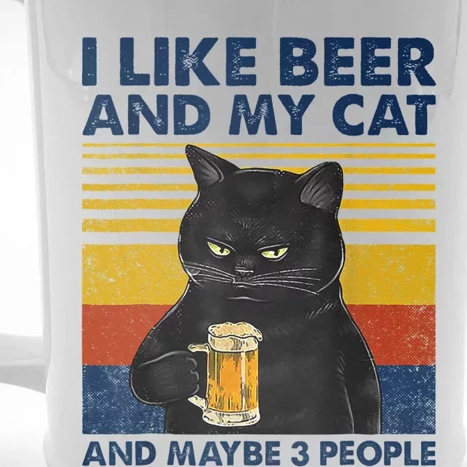 I Like Beer My Cat And Maybe 3 People Funny Cat Lovers Front & Back Beer Stein