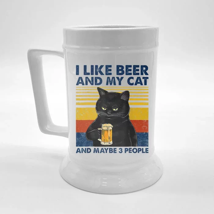 I Like Beer My Cat And Maybe 3 People Funny Cat Lovers Front & Back Beer Stein