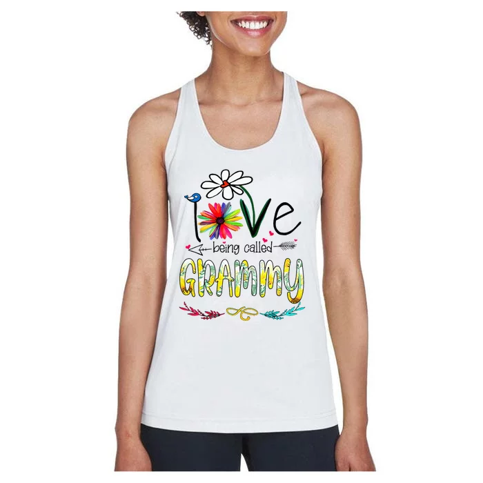 I Love Being Called Grammy Sunflower Mothers Day Gift Women's Racerback Tank