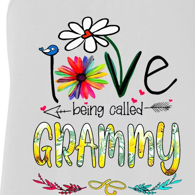 I Love Being Called Grammy Sunflower Mothers Day Gift Women's Racerback Tank