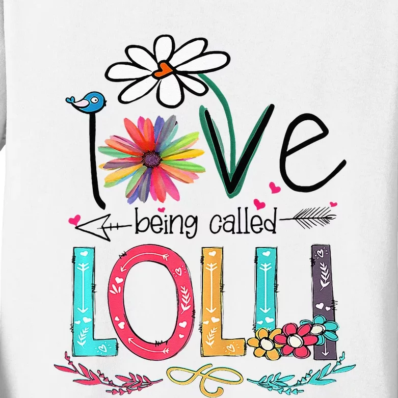 I Love Being Called Lolli Sunflower Mothers Day Kids Long Sleeve Shirt