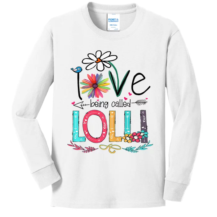 I Love Being Called Lolli Sunflower Mothers Day Kids Long Sleeve Shirt