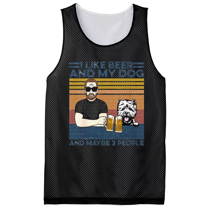 I Like Beer My Dog And Maybe 3 People Funny Dog Lovers Gift Mesh Reversible Basketball Jersey Tank