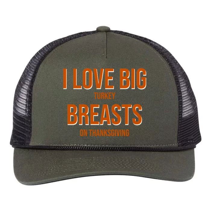 I Love Big Turkey Breasts On Thanksgiving Retro Rope Trucker Hat Cap