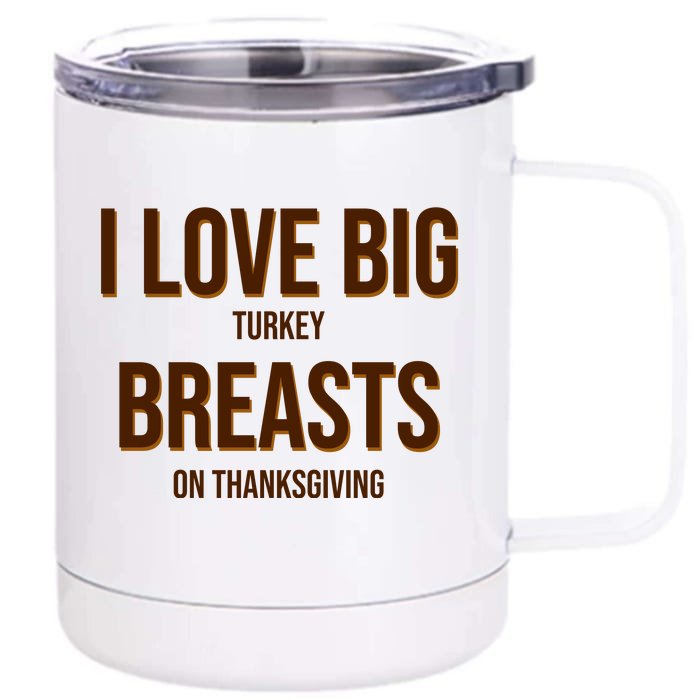 I Love Big Turkey Breasts On Thanksgiving Front & Back 12oz Stainless Steel Tumbler Cup