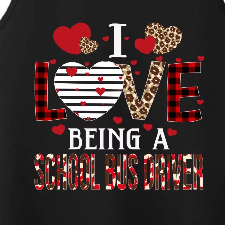 I Love Being A School Bus Driver Red Plaid Hearts Valentines Cute Gift Performance Tank