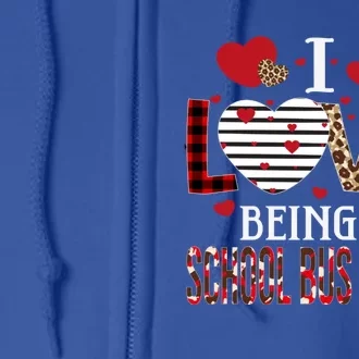 I Love Being A School Bus Driver Red Plaid Hearts Valentines Cute Gift Full Zip Hoodie