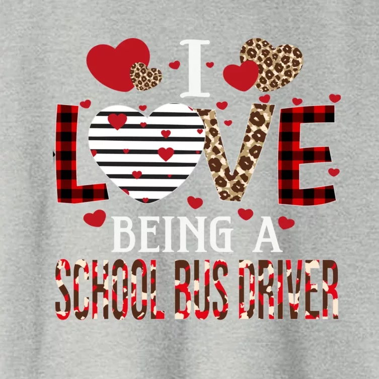 I Love Being A School Bus Driver Red Plaid Hearts Valentines Cute Gift Women's Crop Top Tee