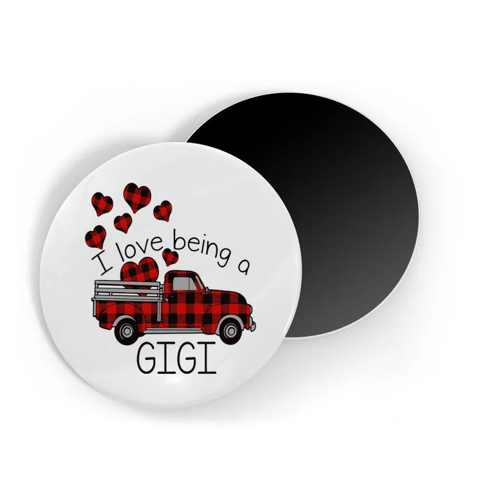 I Love Being Gigi Red Plaid Truck Hearts Valentine's Day Magnet