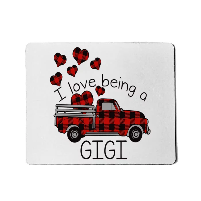 I Love Being Gigi Red Plaid Truck Hearts Valentine's Day Mousepad