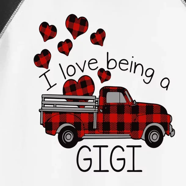 I Love Being Gigi Red Plaid Truck Hearts Valentine's Day Toddler Fine Jersey T-Shirt