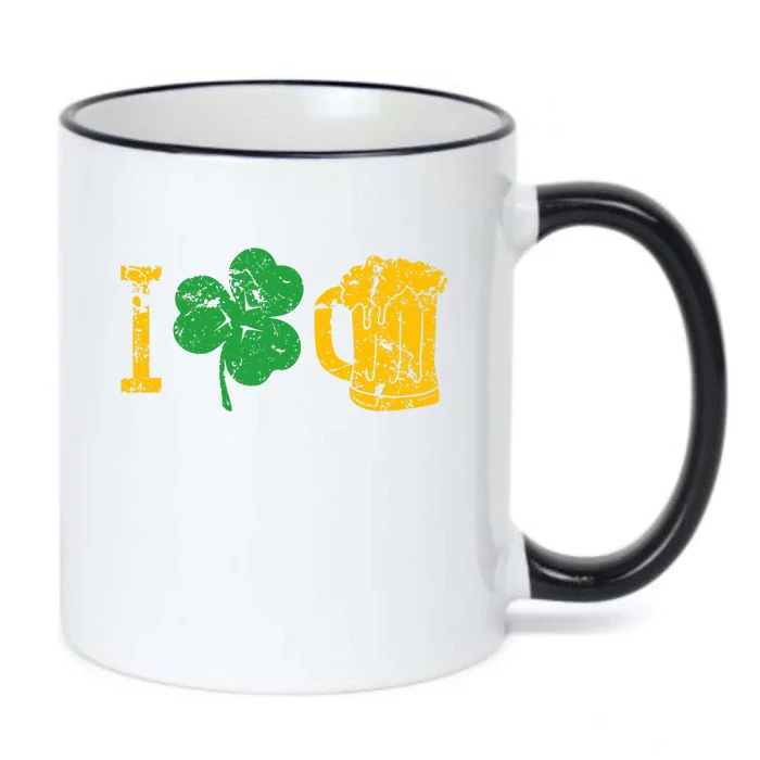 I Love Beer Four Leaf Clover St Patricks Day Black Color Changing Mug