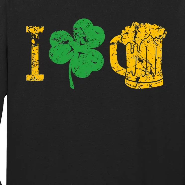 I Love Beer Four Leaf Clover St Patricks Day Tall Long Sleeve T-Shirt