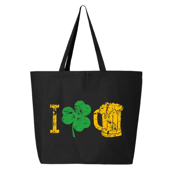 I Love Beer Four Leaf Clover St Patricks Day 25L Jumbo Tote