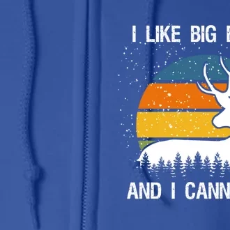 I Like Big Bucks And I Cannot Lie Deer Hunter Retro Sunset Gift Full Zip Hoodie