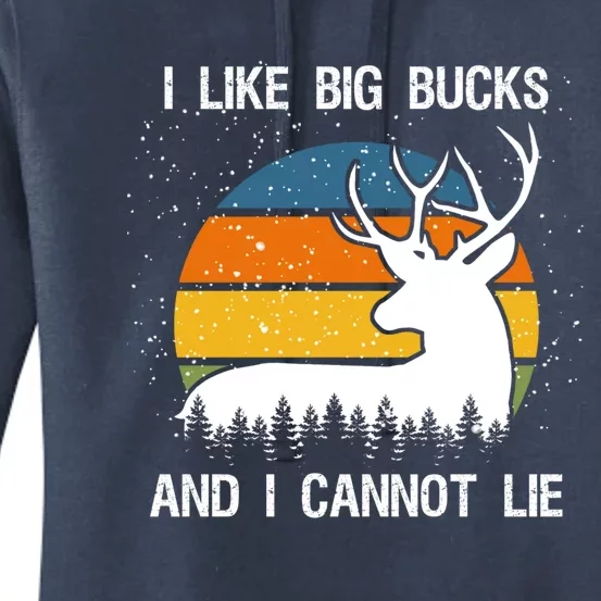 I Like Big Bucks And I Cannot Lie Deer Hunter Retro Sunset Gift Women's Pullover Hoodie