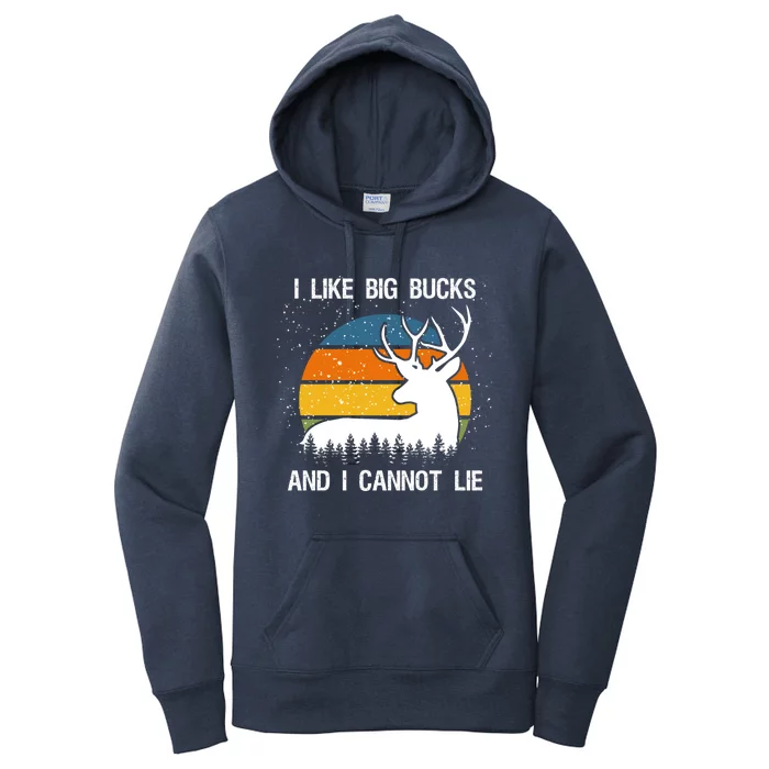 I Like Big Bucks And I Cannot Lie Deer Hunter Retro Sunset Gift Women's Pullover Hoodie