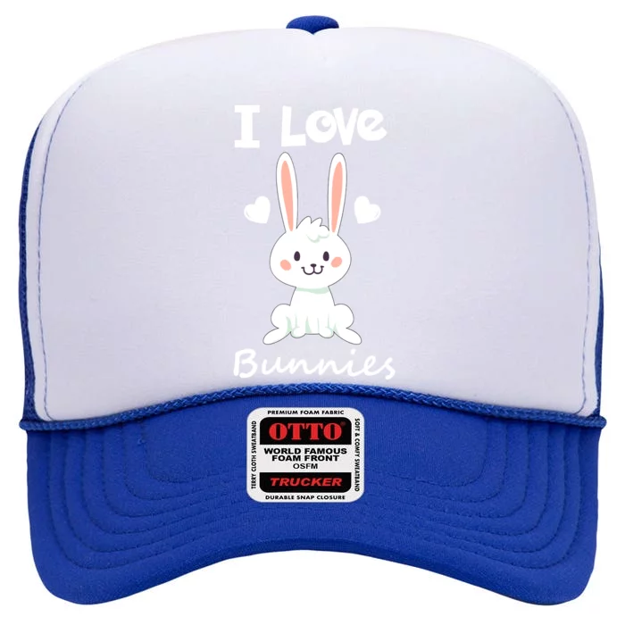 I Love Bunnies Rabbit Animal High Crown Mesh Trucker Hat