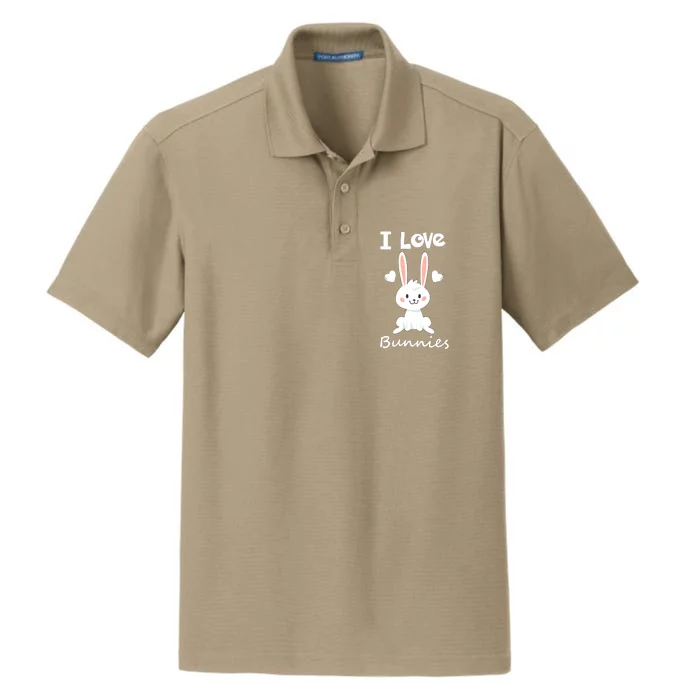 I Love Bunnies Rabbit Animal Dry Zone Grid Performance Polo