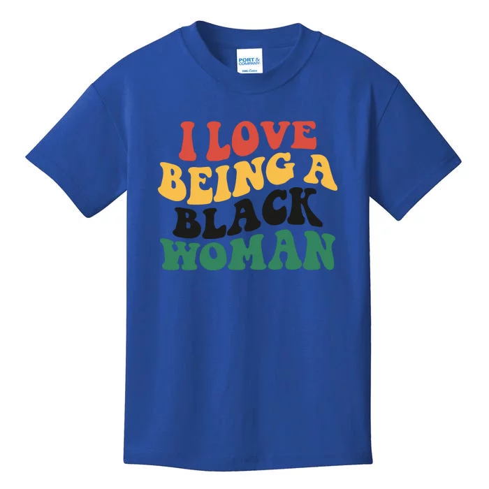 I Love Being A Black Woman Black History Month Afro Women Kids T-Shirt