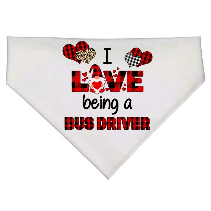 I Love Being A School Bus Driver Valentines Day Gift USA-Made Doggie Bandana