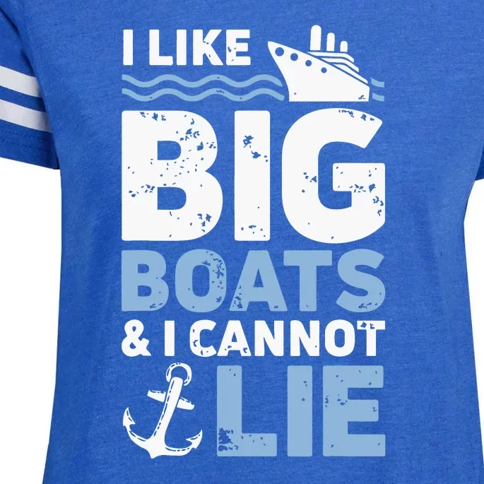 I Like Big Boats And I Cannot Lie Funny Cruise Ship Enza Ladies Jersey Football T-Shirt