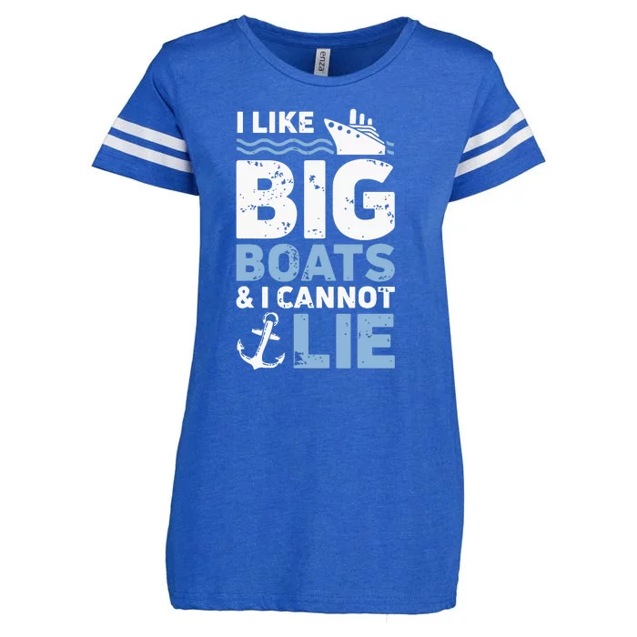 I Like Big Boats And I Cannot Lie Funny Cruise Ship Enza Ladies Jersey Football T-Shirt