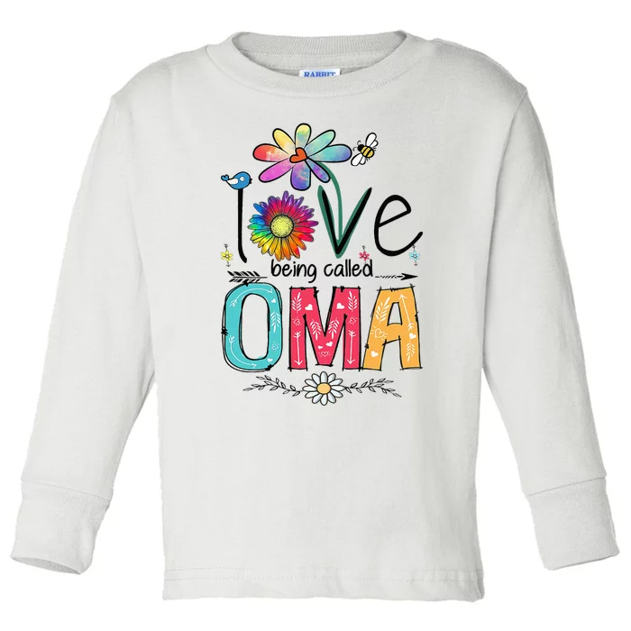 I Love Being Called Oma Daisy Flower Cute Mother's Day Toddler Long Sleeve Shirt