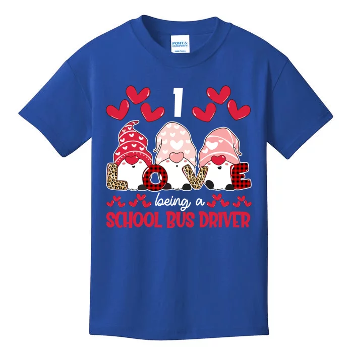 I Love Being School Bus Driver Teacher Valentines Gnome Cute Gift Kids T-Shirt