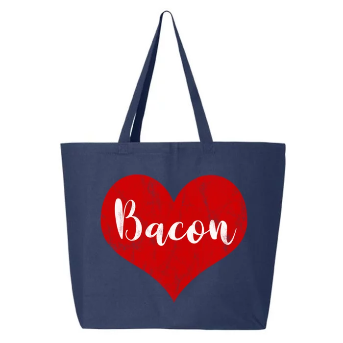 I Love Bacon Red Heart Foodie Vintage Valentine's Day Gift 25L Jumbo Tote