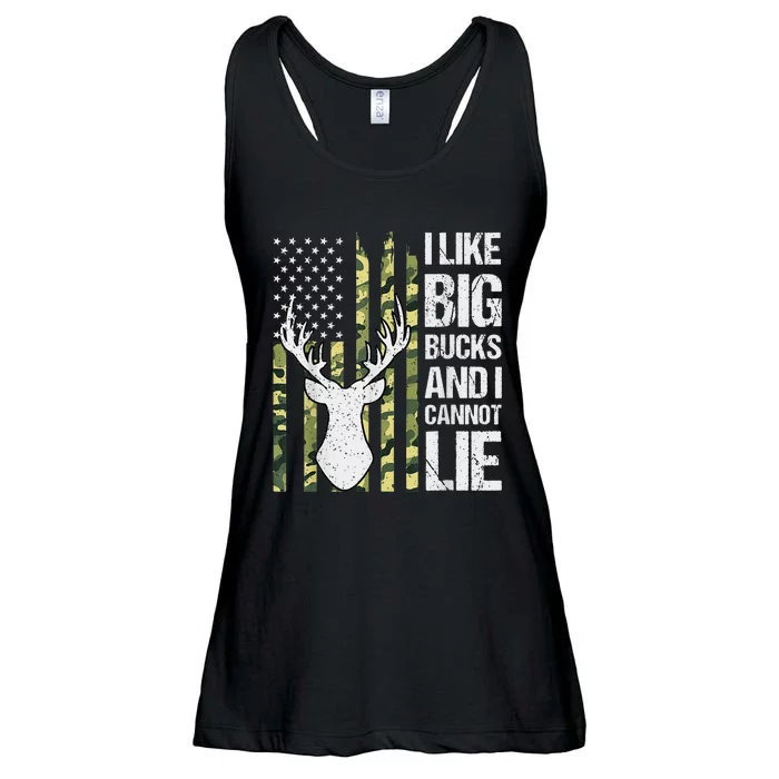 I Like Big Bucks and I Cannot Lie Deer Hunting USA Flag Ladies Essential Flowy Tank