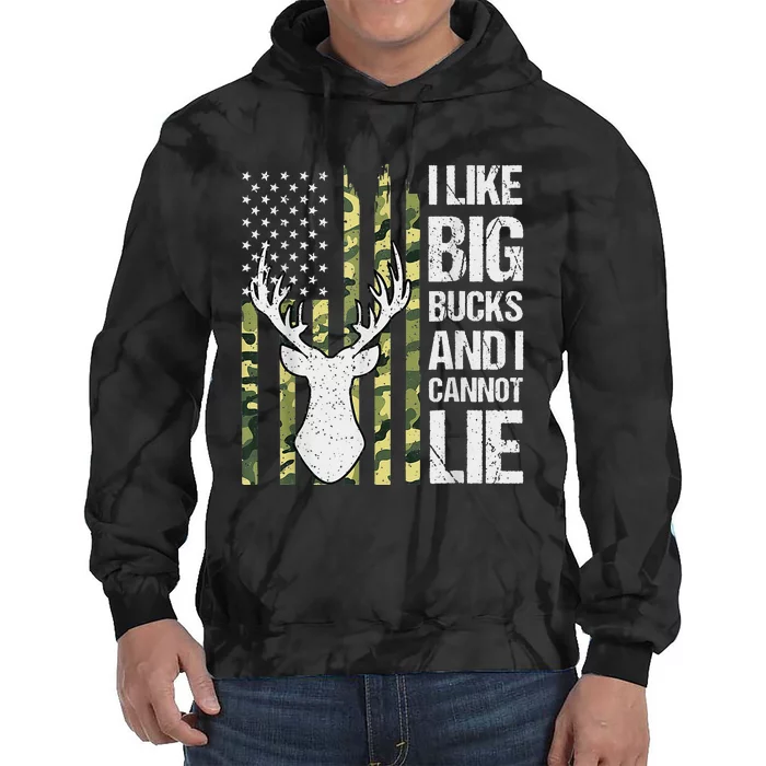 I Like Big Bucks and I Cannot Lie Deer Hunting USA Flag Tie Dye Hoodie