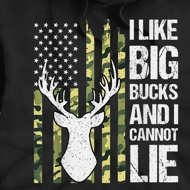 I Like Big Bucks and I Cannot Lie Deer Hunting USA Flag Tie Dye Hoodie