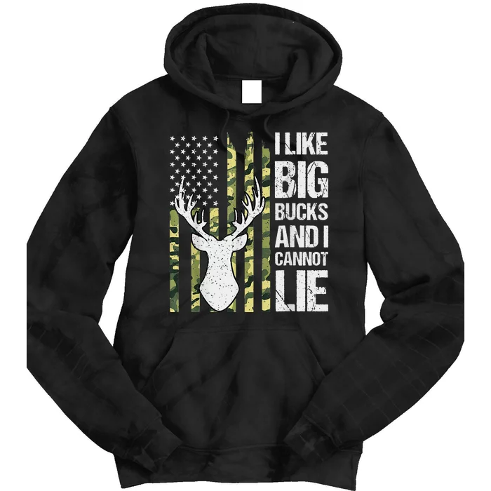 I Like Big Bucks and I Cannot Lie Deer Hunting USA Flag Tie Dye Hoodie