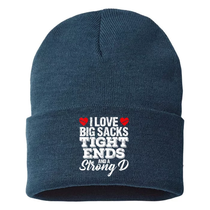 I Love Big Sacks Tight Ends And A Strong D Funny Vintag Sustainable Knit Beanie