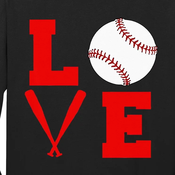 I Love Baseball Tall Long Sleeve T-Shirt