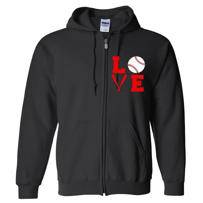 I Love Baseball Full Zip Hoodie