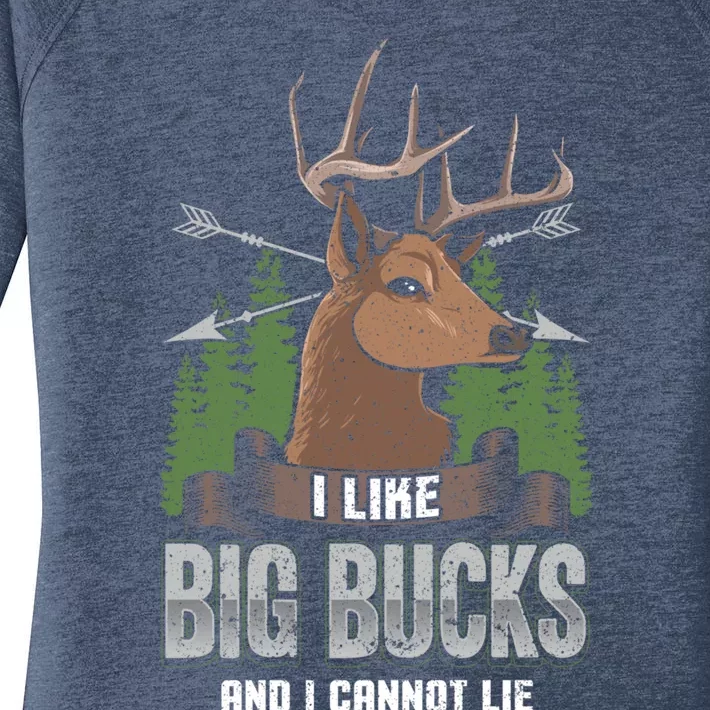 I Like Big Bucks And I Cannot Lie Funny Deer Hunting Season Gift Women's Perfect Tri Tunic Long Sleeve Shirt