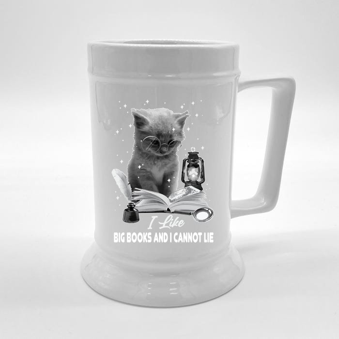 I Like Big Books And I Cannot Lie Cat Reading A Book Bookish Cute Gift Front & Back Beer Stein