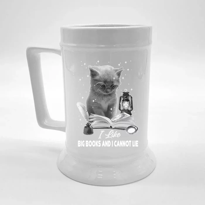 I Like Big Books And I Cannot Lie Cat Reading A Book Bookish Cute Gift Front & Back Beer Stein