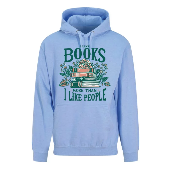 I Like Books More Than People Reading Teacher Book Nerds Unisex Surf Hoodie