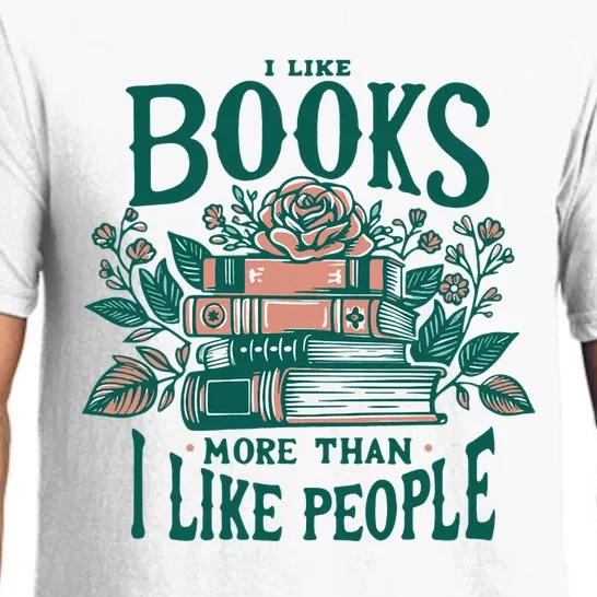 I Like Books More Than People Reading Teacher Book Nerds Pajama Set