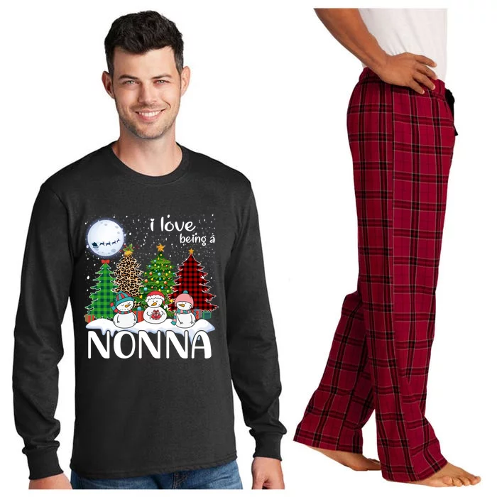 I Love Being A Nonna Snow Xmas Leopard Tree Christmas Cute Gift Long Sleeve Pajama Set