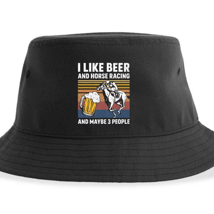 I Like Beer And Horse Racing And Maybe 3 People Vintage Sustainable Bucket Hat