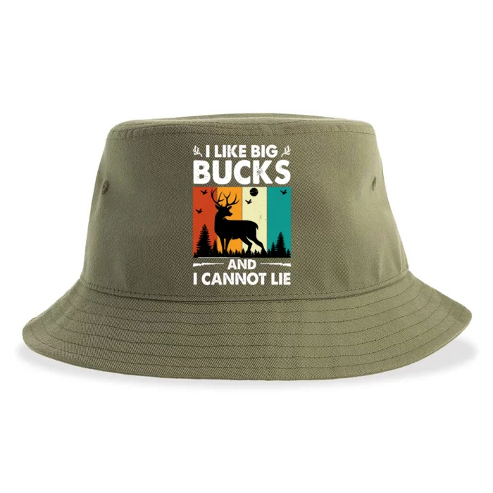 I Like Big Bucks And I Cannot Lie Hunting Gift Sustainable Bucket Hat