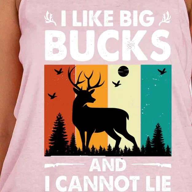 I Like Big Bucks And I Cannot Lie Hunting Gift Women's Knotted Racerback Tank