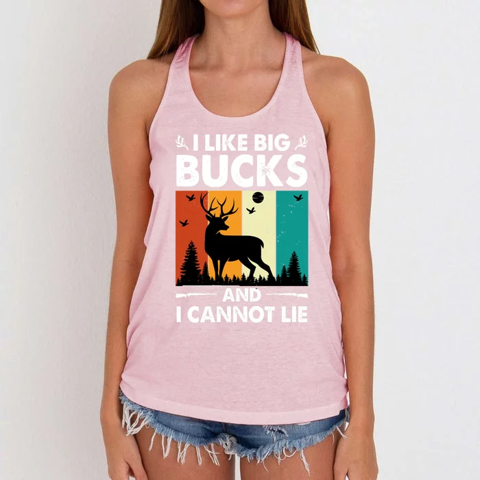 I Like Big Bucks And I Cannot Lie Hunting Gift Women's Knotted Racerback Tank