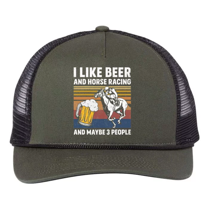 I Like Beer And Horse Racing And Maybe 3 People Retro Rope Trucker Hat Cap