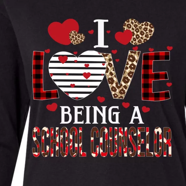 I Love Being A School Counselor Red Plaid Hearts Valentines Funny Gift Womens Cotton Relaxed Long Sleeve T-Shirt