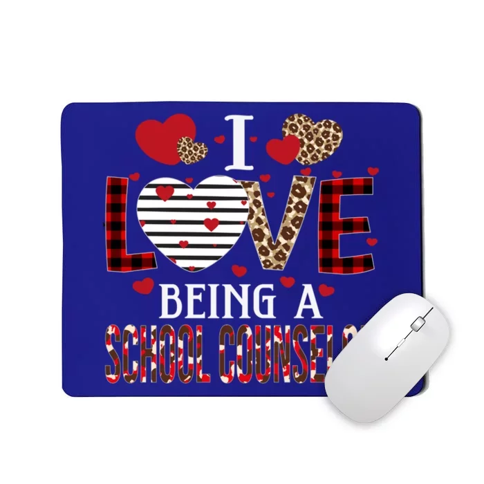 I Love Being A School Counselor Red Plaid Hearts Valentines Funny Gift Mousepad